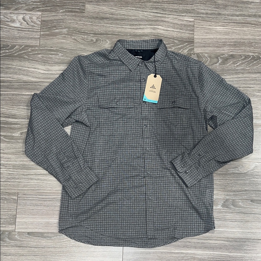 Prana Men's Charcoal Plaid Shirt